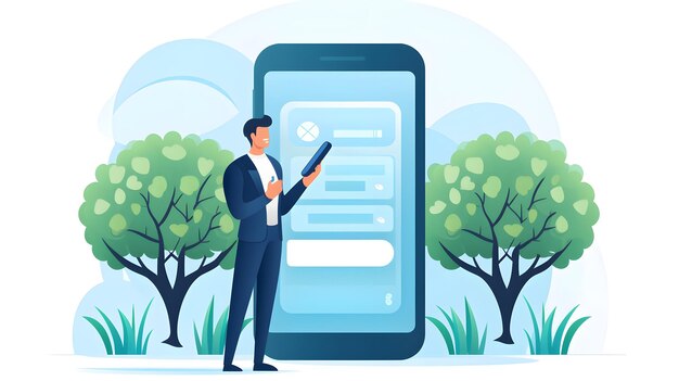 A digital illustration depicting a person filling out an online form with the words 