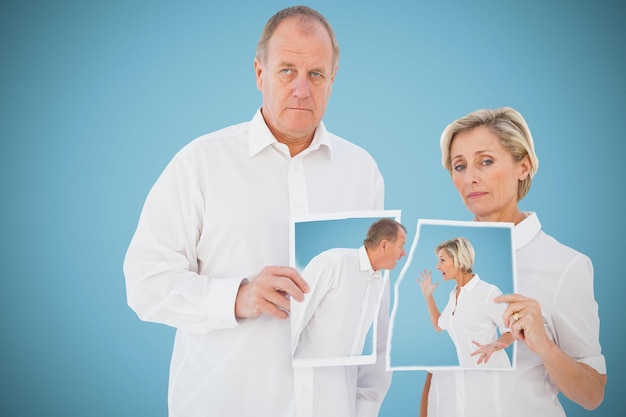A split image contrasting a happy family receiving healthcare with worried faces representing concerns about the bill's impact.